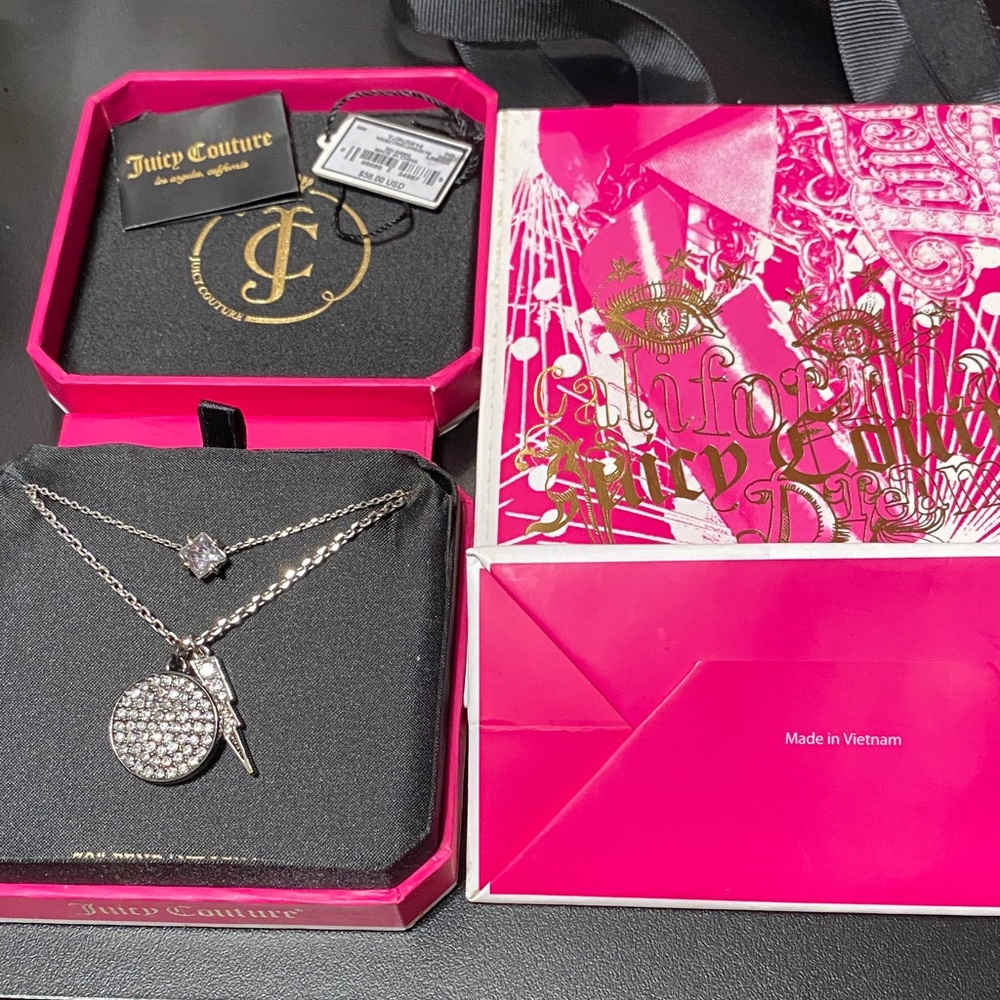 Juicy Couture vintage Silver Necklace with Crystal Accents